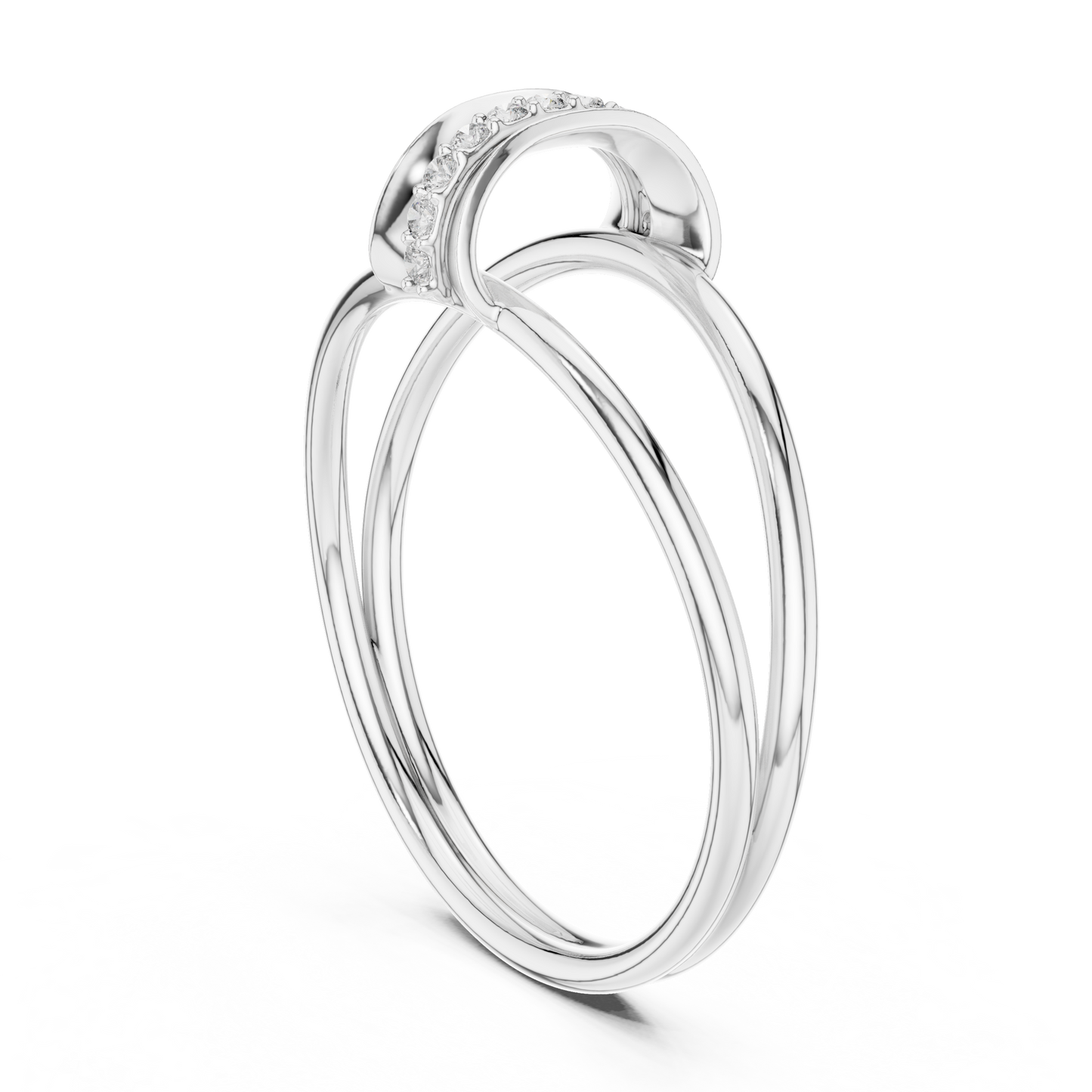 Haute Diamond Silver Gold Plated Ring | Designer Stack Band | Elite Promise Wedding Jewelry Gift