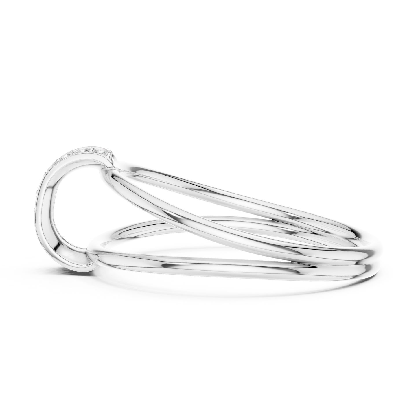 Haute Diamond Silver Gold Plated Ring | Designer Stack Band | Elite Promise Wedding Jewelry Gift