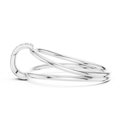 Haute Diamond Silver Gold Plated Ring | Designer Stack Band | Elite Promise Wedding Jewelry Gift