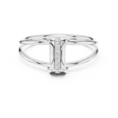 Haute Diamond Silver Gold Plated Ring | Designer Stack Band | Elite Promise Wedding Jewelry Gift