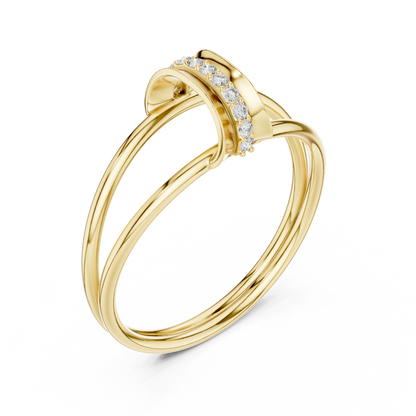 Haute Diamond Silver Gold Plated Ring | Designer Stack Band | Elite Promise Wedding Jewelry Gift