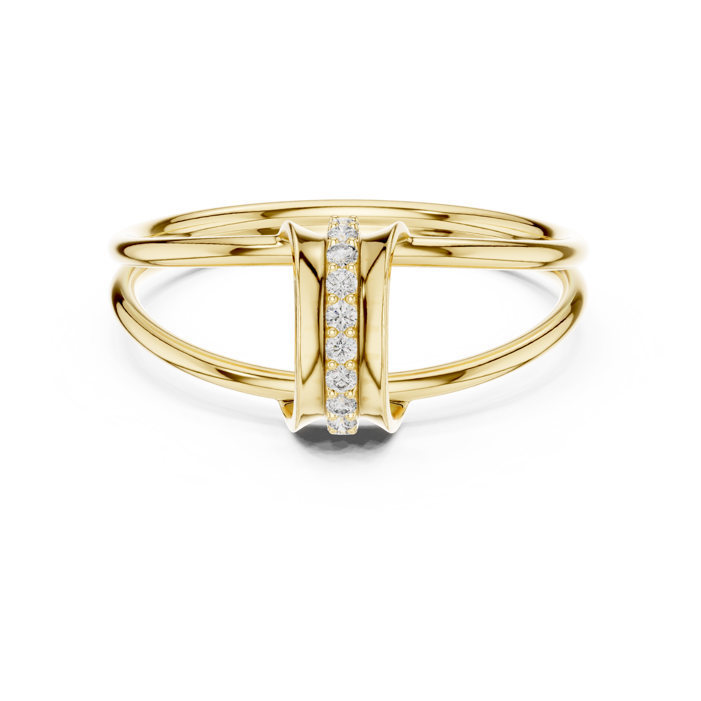 Haute Diamond Silver Gold Plated Ring | Designer Stack Band | Elite Promise Wedding Jewelry Gift