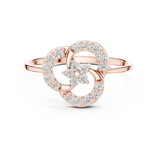 Elegant Flower Diamond Ring | White Silver Gold Plated Halo Sparkle | Modern Luxury Proposal Ring Design