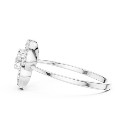 Elegant Flower Diamond Ring | White Silver Gold Plated Halo Sparkle | Modern Luxury Proposal Ring Design