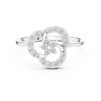 Elegant Flower Diamond Ring | White Silver Gold Plated Halo Sparkle | Modern Luxury Proposal Ring Design