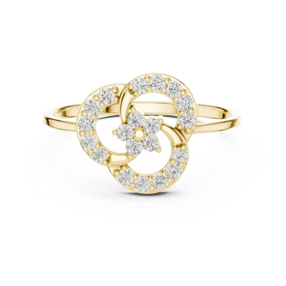 Elegant Flower Diamond Ring | White Silver Gold Plated Halo Sparkle | Modern Luxury Proposal Ring Design