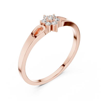Stunning Flower Diamond - Ring Crafted In Polished Silver Gold Plated For Graceful Beauty - Refined Floral Diamond Ring With Elegant - Gold Finish For Women Style