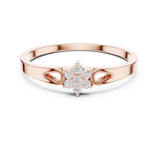 Stunning Flower Diamond - Ring Crafted In Polished Silver Gold Plated For Graceful Beauty - Refined Floral Diamond Ring With Elegant - Gold Finish For Women Style
