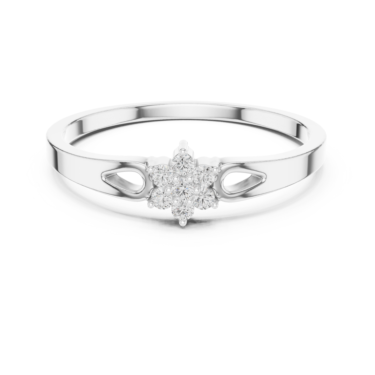 Stunning Flower Diamond - Ring Crafted In Polished Silver Gold Plated For Graceful Beauty - Refined Floral Diamond Ring With Elegant - Gold Finish For Women Style