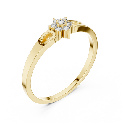 Stunning Flower Diamond - Ring Crafted In Polished Silver Gold Plated For Graceful Beauty - Refined Floral Diamond Ring With Elegant - Gold Finish For Women Style