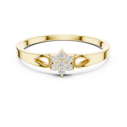 Stunning Flower Diamond - Ring Crafted In Polished Silver Gold Plated For Graceful Beauty - Refined Floral Diamond Ring With Elegant - Gold Finish For Women Style
