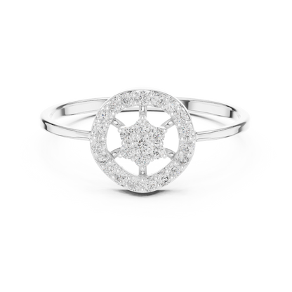 Starlight Diamond Halo Ring - High Jewelry Luxury Edition - Regal Silver Gold PlatedBrilliance For Eternity