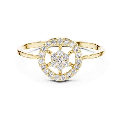 Starlight Diamond Halo Ring - High Jewelry Luxury Edition - Regal Silver Gold PlatedBrilliance For Eternity