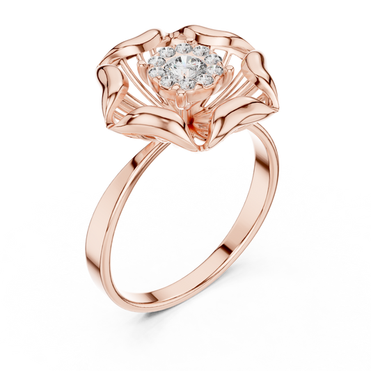 Exquisite Flower Ring - Pure Diamond Brilliance - Designed For Eternal Romance