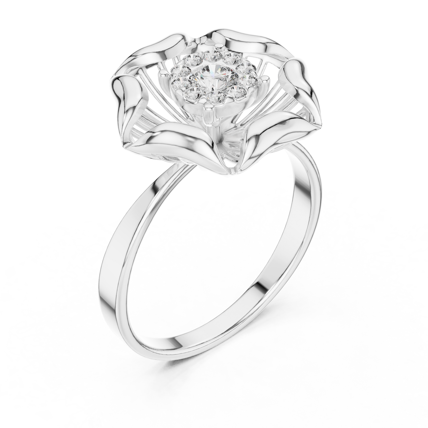 Exquisite Flower Ring - Pure Diamond Brilliance - Designed For Eternal Romance