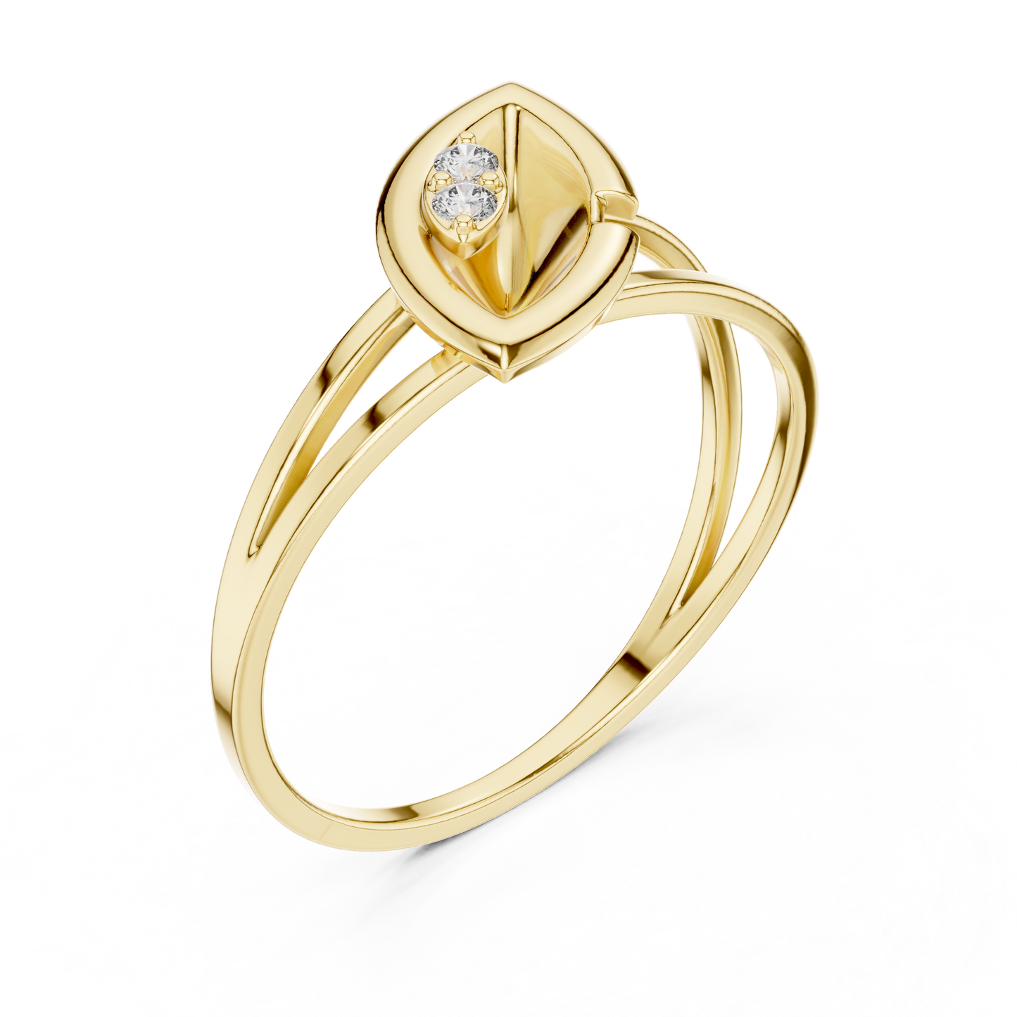 Ethereal Leaf Diamond Ring | Minimal Sculpture Jewelry Art | Timeless Power Wrapped In Elegance