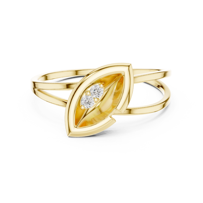 Ethereal Leaf Diamond Ring | Minimal Sculpture Jewelry Art | Timeless Power Wrapped In Elegance