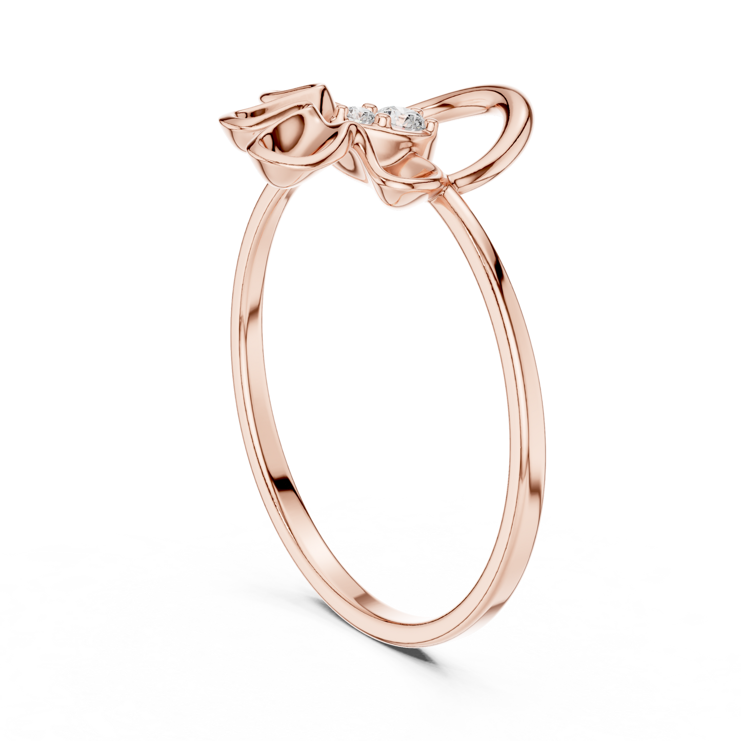 Opulent Bloom Arc | Diamond Ribbon Halo | Designer Floral Luxury Gold Ring