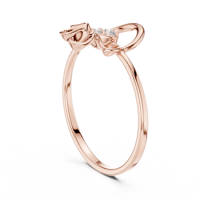 Opulent Bloom Arc | Diamond Ribbon Halo | Designer Floral Luxury Gold Ring