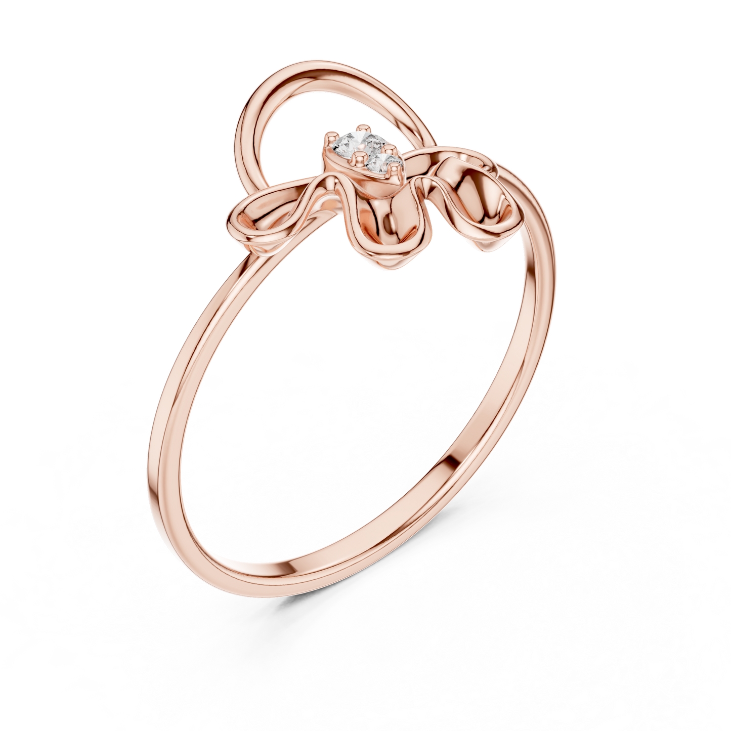 Opulent Bloom Arc | Diamond Ribbon Halo | Designer Floral Luxury Gold Ring