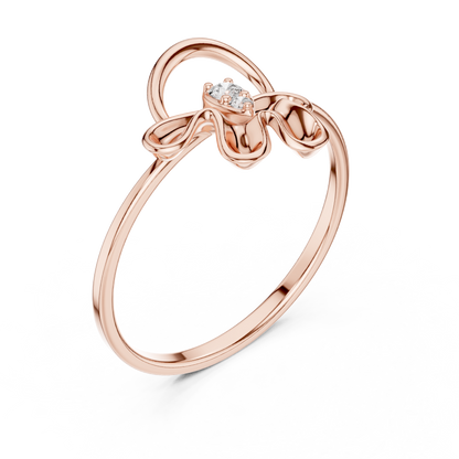 Opulent Bloom Arc | Diamond Ribbon Halo | Designer Floral Luxury Gold Ring