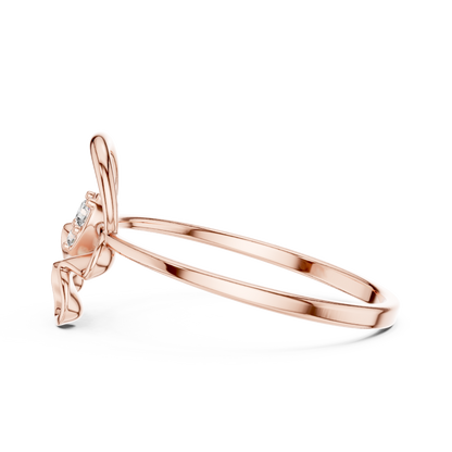 Opulent Bloom Arc | Diamond Ribbon Halo | Designer Floral Luxury Gold Ring