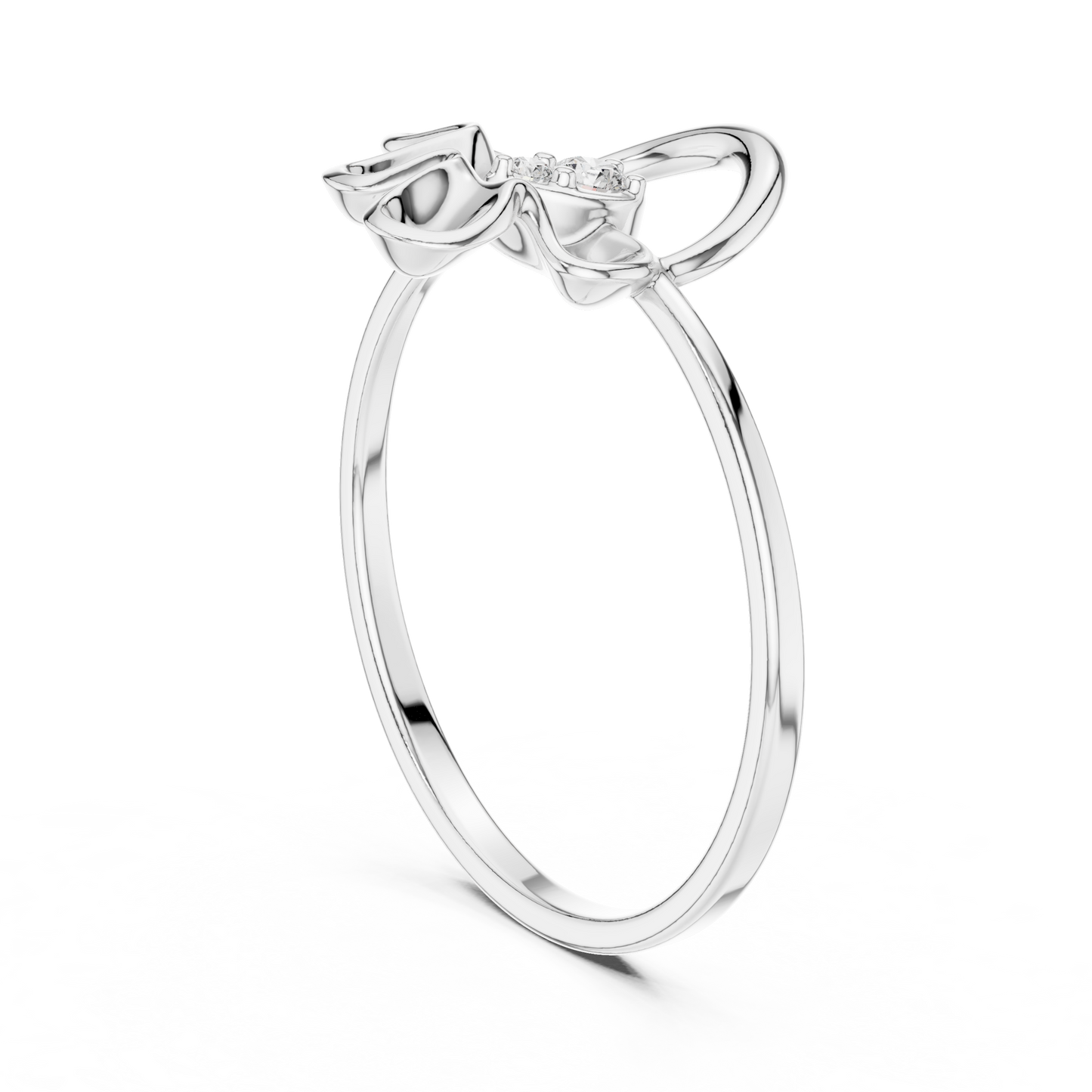 Opulent Bloom Arc | Diamond Ribbon Halo | Designer Floral Luxury Gold Ring