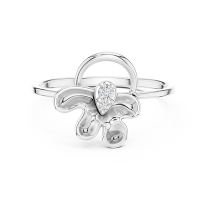 Opulent Bloom Arc | Diamond Ribbon Halo | Designer Floral Luxury Gold Ring