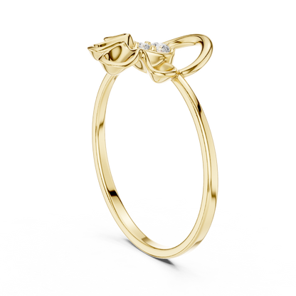 Opulent Bloom Arc | Diamond Ribbon Halo | Designer Floral Luxury Gold Ring