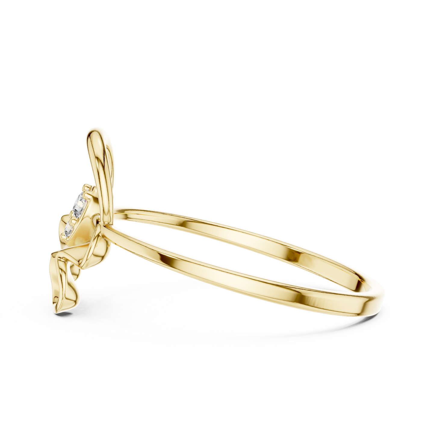 Opulent Bloom Arc | Diamond Ribbon Halo | Designer Floral Luxury Gold Ring