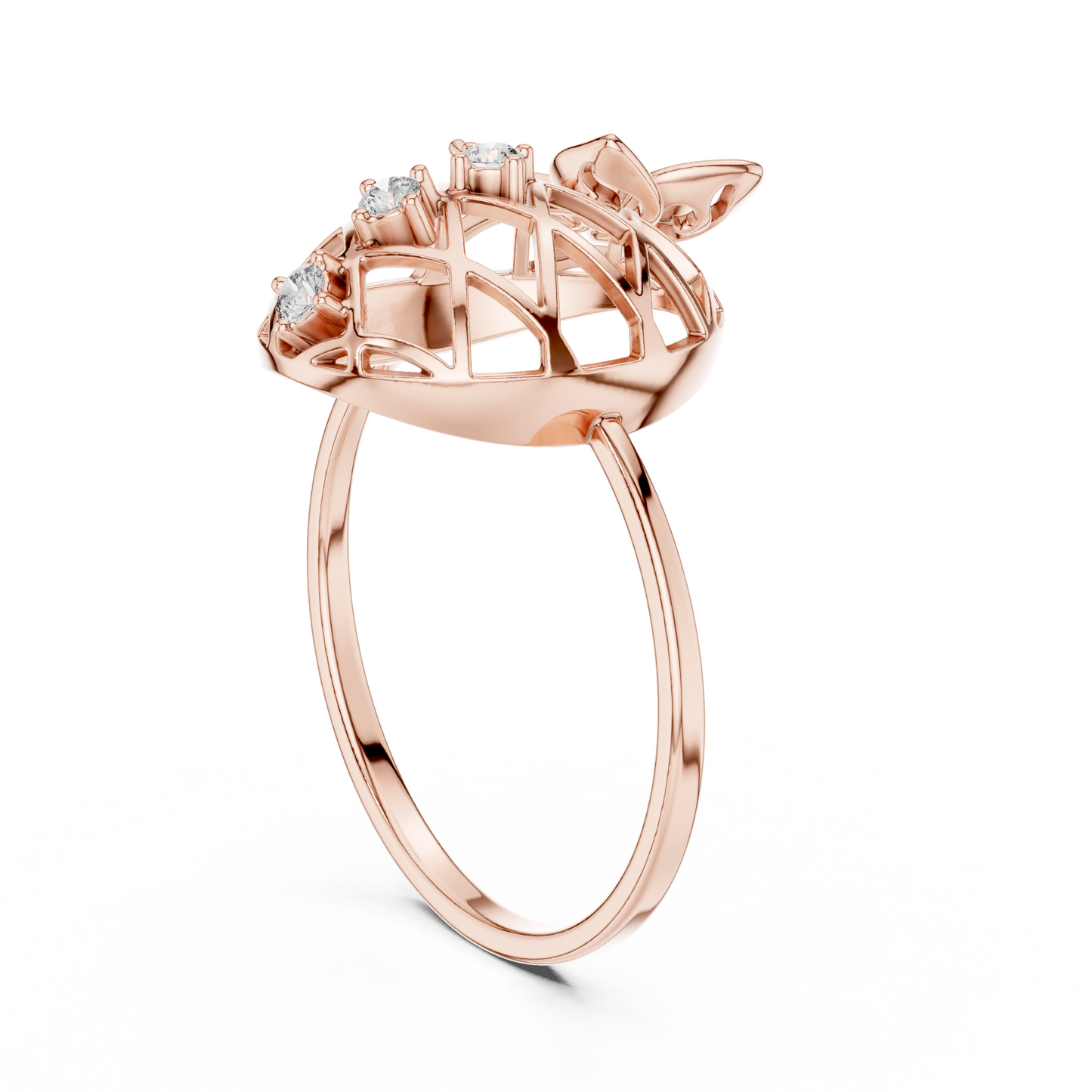Opulent Bloom Diamond Ring - Mastercrafted Luxury Silver Gold Plated Grid - A Symbol Of Elevated Power