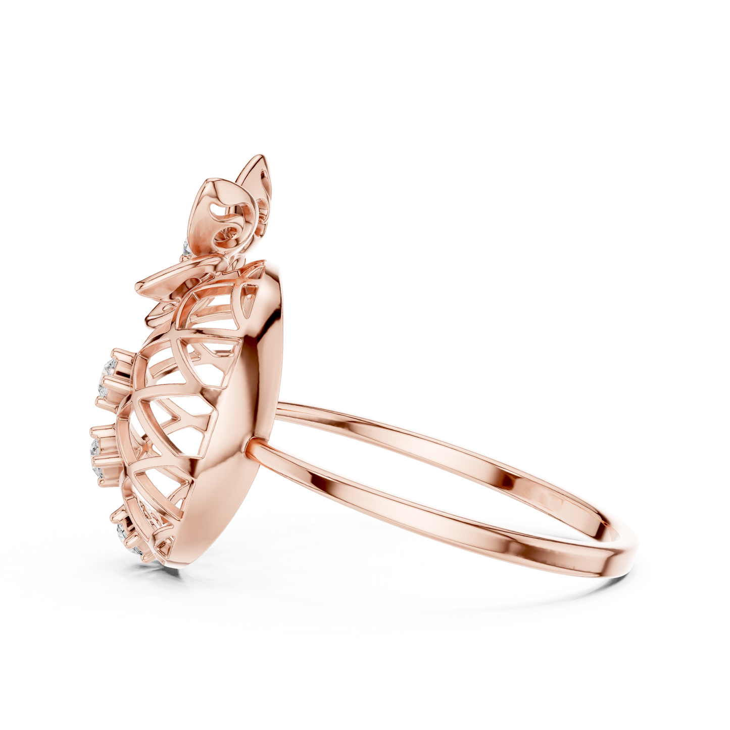 Opulent Bloom Diamond Ring - Mastercrafted Luxury Silver Gold Plated Grid - A Symbol Of Elevated Power