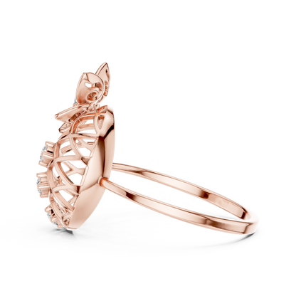 Opulent Bloom Diamond Ring - Mastercrafted Luxury Silver Gold Plated Grid - A Symbol Of Elevated Power