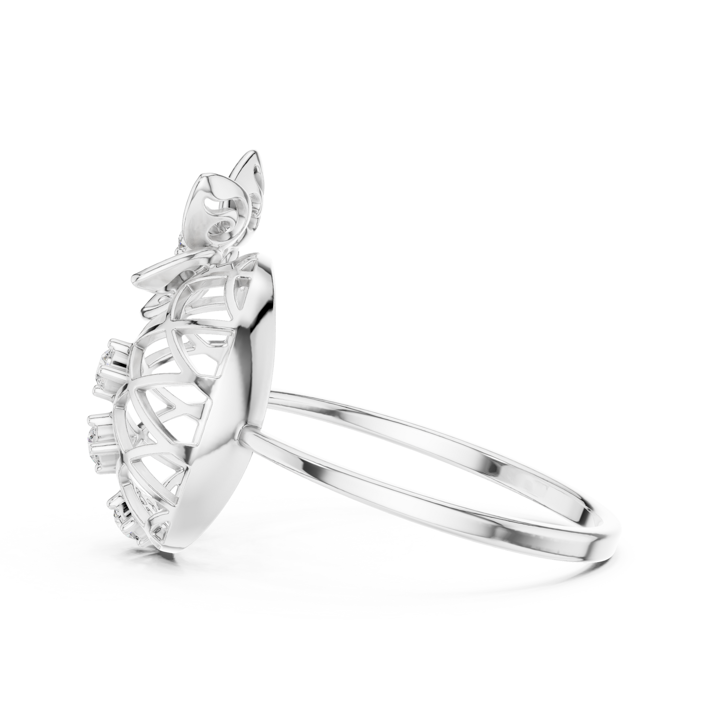 Opulent Bloom Diamond Ring - Mastercrafted Luxury Silver Gold Plated Grid - A Symbol Of Elevated Power