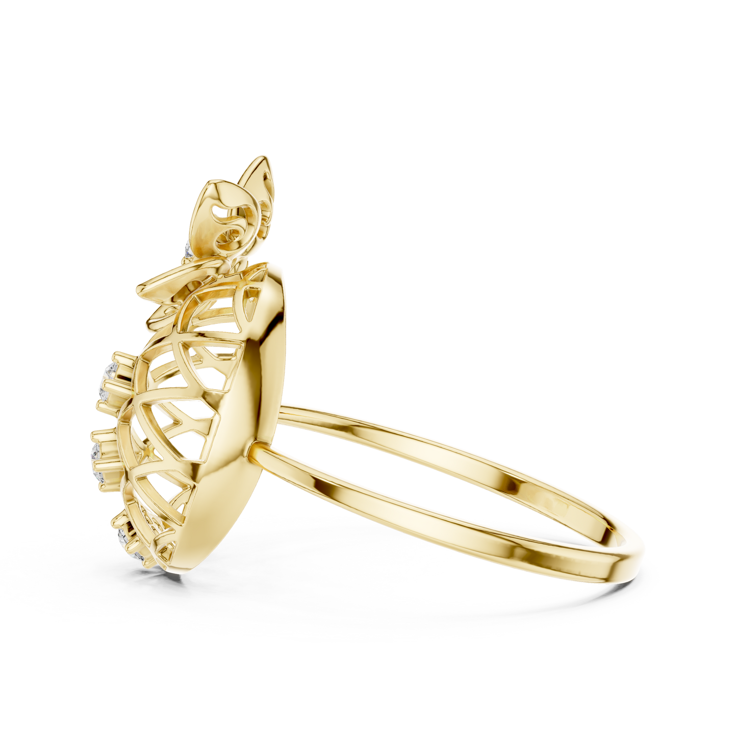 Opulent Bloom Diamond Ring - Mastercrafted Luxury Silver Gold Plated Grid - A Symbol Of Elevated Power