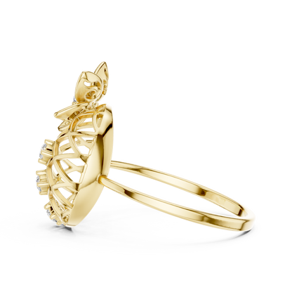 Opulent Bloom Diamond Ring - Mastercrafted Luxury Silver Gold Plated Grid - A Symbol Of Elevated Power