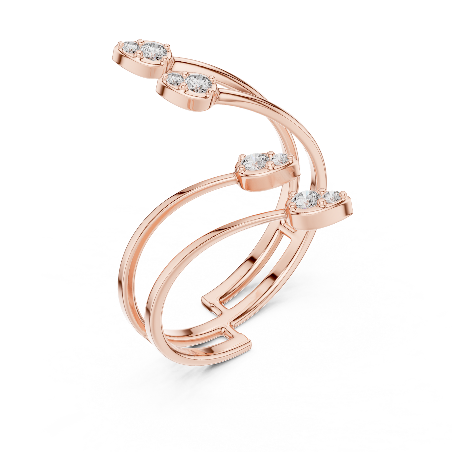 Floating Leaf Diamond Wrap | Premium Luxury Energy Flow | Bold Statement Open Ring Masterpiece