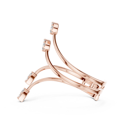 Floating Leaf Diamond Wrap | Premium Luxury Energy Flow | Bold Statement Open Ring Masterpiece