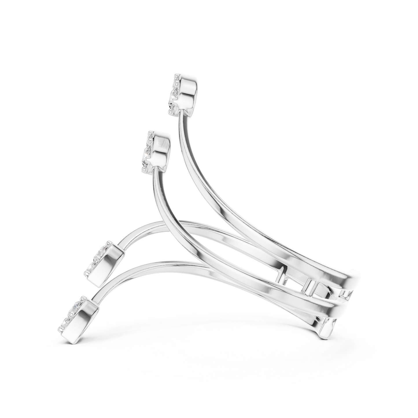 Floating Leaf Diamond Wrap | Premium Luxury Energy Flow | Bold Statement Open Ring Masterpiece