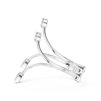 Floating Leaf Diamond Wrap | Premium Luxury Energy Flow | Bold Statement Open Ring Masterpiece