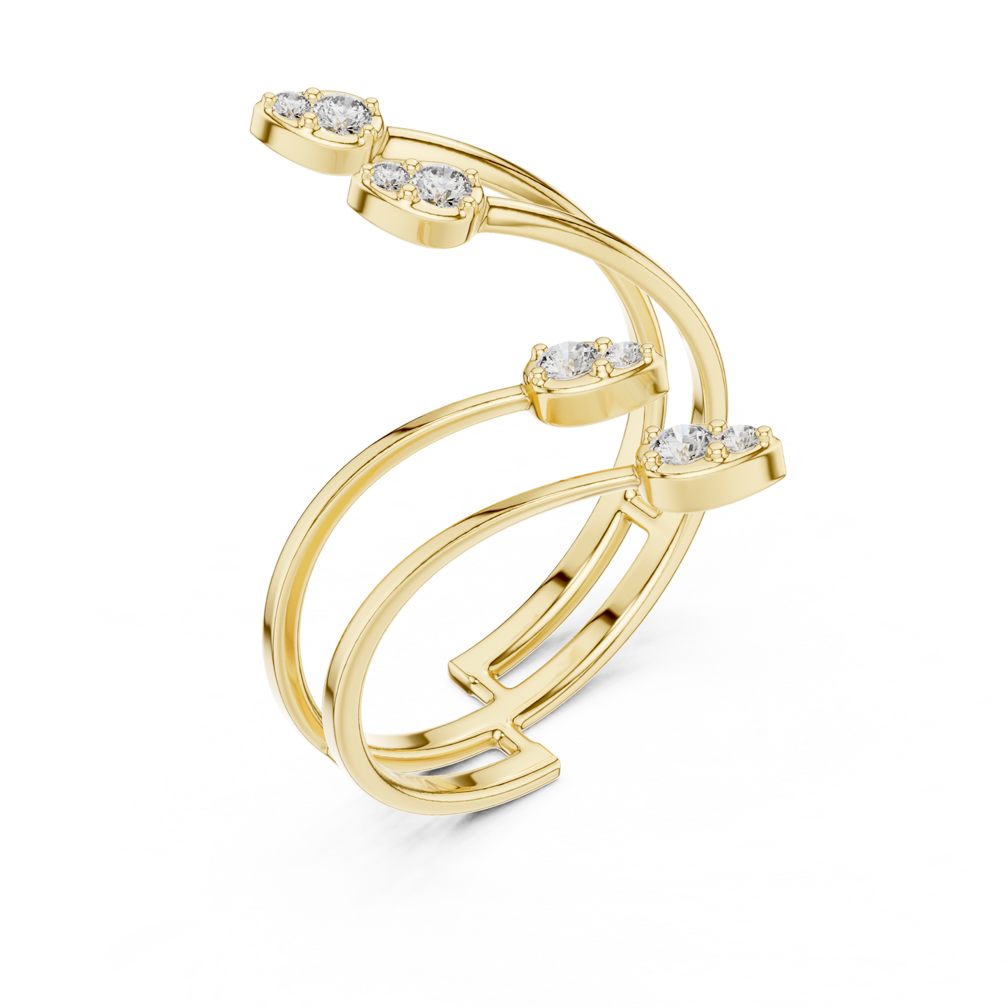Floating Leaf Diamond Wrap | Premium Luxury Energy Flow | Bold Statement Open Ring Masterpiece