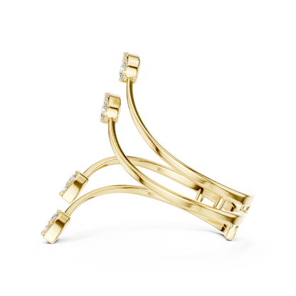 Floating Leaf Diamond Wrap | Premium Luxury Energy Flow | Bold Statement Open Ring Masterpiece