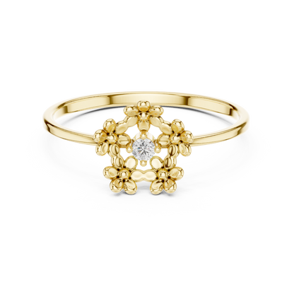 Regal Garden Diamond Ring | Minimal Bloom Gold | Ultra Luxury Feminine Power Jewel