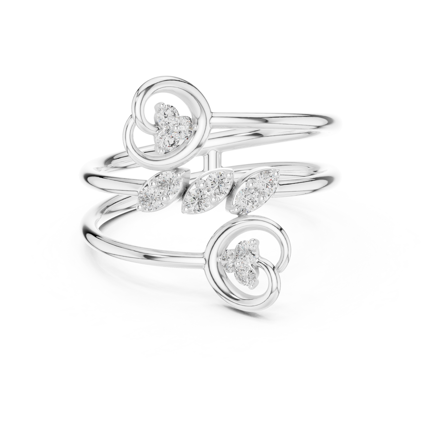 Heritage Diamond Spiral Ring | Mastercrafted Gold Couture Design | Timeless Open Band Art Jewelry