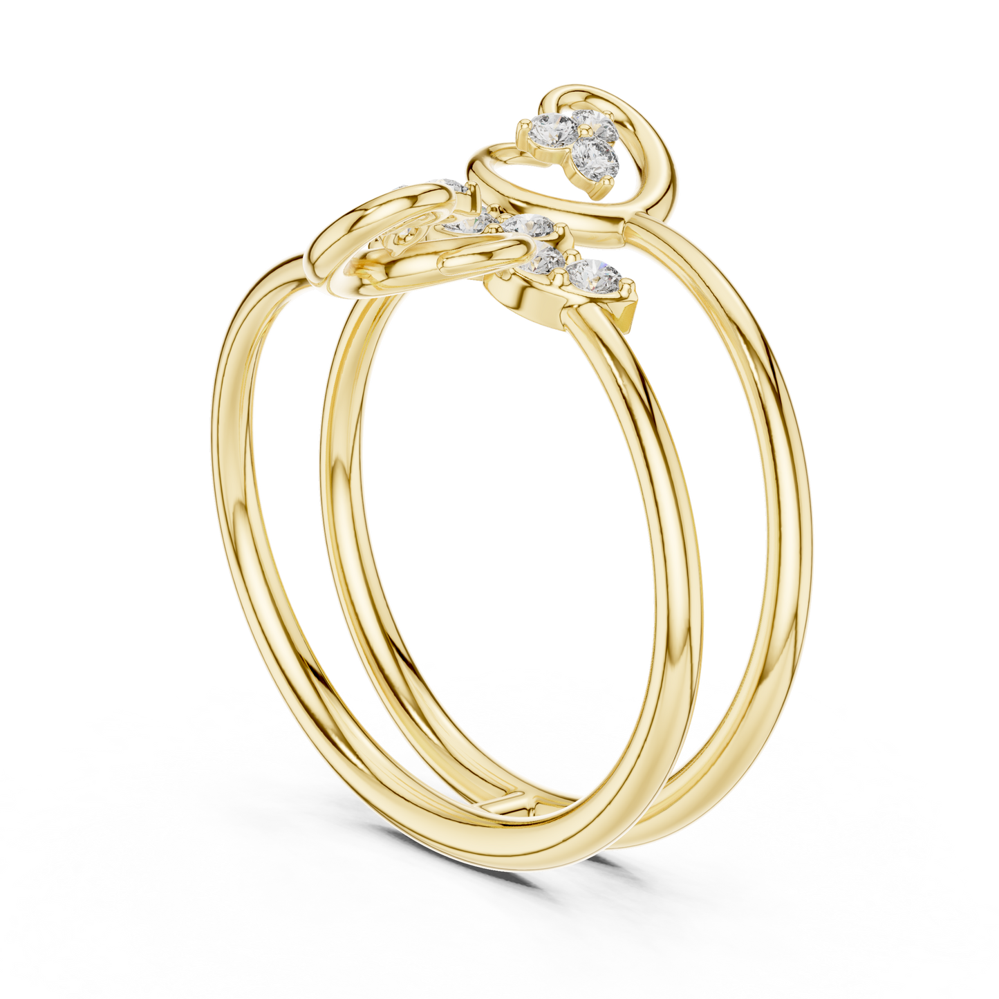 Heritage Diamond Spiral Ring | Mastercrafted Gold Couture Design | Timeless Open Band Art Jewelry