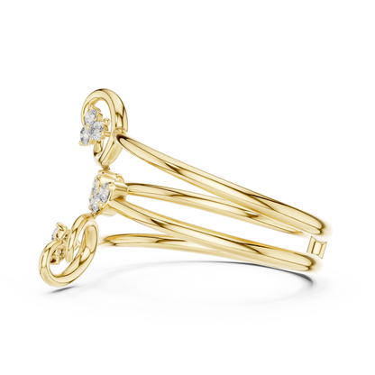 Heritage Diamond Spiral Ring | Mastercrafted Gold Couture Design | Timeless Open Band Art Jewelry