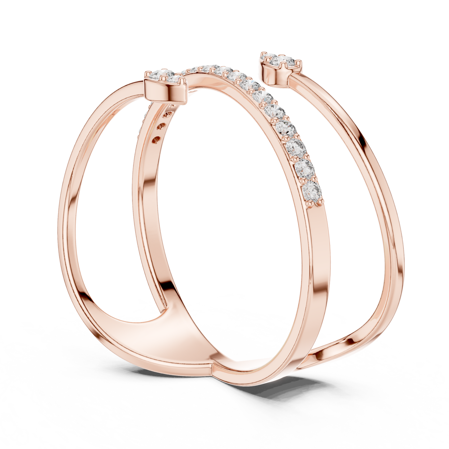 Premium Open Wrap Ring | Silver Gold Plated Grown Diamonds | Modern Luxury Adjustable Jewelry Style