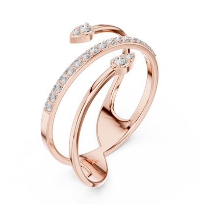 Premium Open Wrap Ring | Silver Gold Plated Grown Diamonds | Modern Luxury Adjustable Jewelry Style