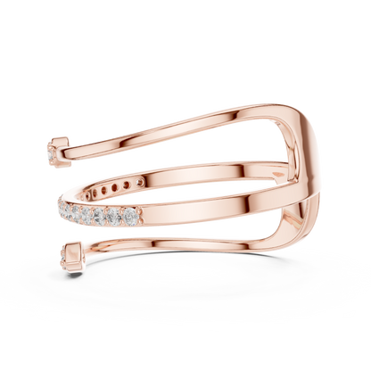 Premium Open Wrap Ring | Silver Gold Plated Grown Diamonds | Modern Luxury Adjustable Jewelry Style