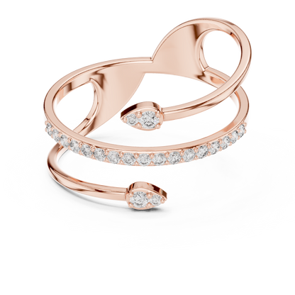 Premium Open Wrap Ring | Silver Gold Plated Grown Diamonds | Modern Luxury Adjustable Jewelry Style